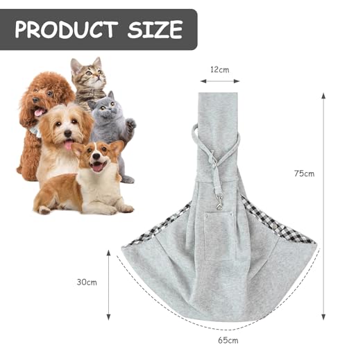 Tragetasche Hund, Hundetragetasche Bis 7.5kg, Hundetrage, Hunde Tragetasche,Tragbare Tragetasche Hund, Hundetasche Zum Umhängen,Hundetragetuch,Für Spaziergang Aktivitäten Im Freien Und Ausflüge (Grau)