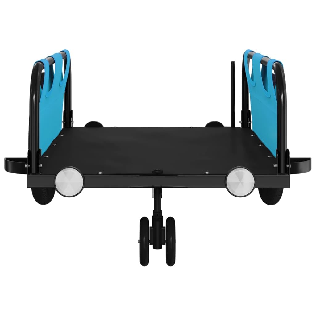 Remolque de bicicleta azul de tela Oxford y hierro con recubrimiento en polvo, 123 x 52,5 x 33 cm, para equipaje y cargas con reflectores, plegable y seguro para excursiones al aire libre y el