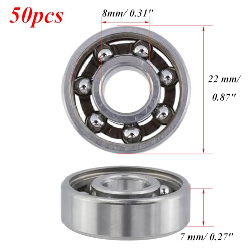 Image of Antrader 50Pcs 608 Steel Ball Bearing 8mm x 22mm x 7mm High Precision Rating Fidget Spinner Bearing