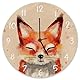 Fuchs in Wasserfarbenoptik Wanduhr schöne Uhr für das Kinderzimmer mit niedlichem Fuchs als Deko für das Kinderzimmer von Kleinkindern