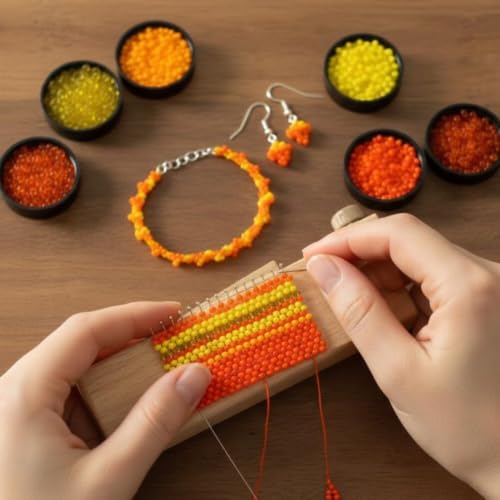 Image of Beadsnfashion Preciosa Seed Beads Tube Combo, 5 Yellow and Orange Color Size 11 /0 (2 MM) for Beading, Jewellery Making, Embroidery, Bracelets, Necklace and Craft Projects