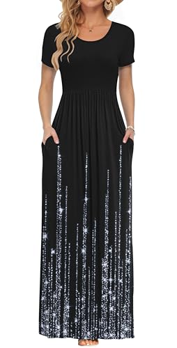 Image of AUSELILY Women's Classic Short Sleeve Loose Plain Casual Long Maxi Dresses for Women 2026