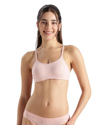 Image of Jockey SS12 Women Wirefree Non Padded Super Combed Cotton Elastane Stretch Full Coverage Beginners Bra with Adjustable Straps Peach Skin 34B