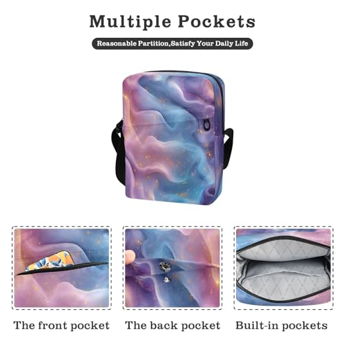 messenger bag for women over the shoulder bags for men Casual Purse Cross Body Adjustable Strap for business business- Pink Teal Purple2