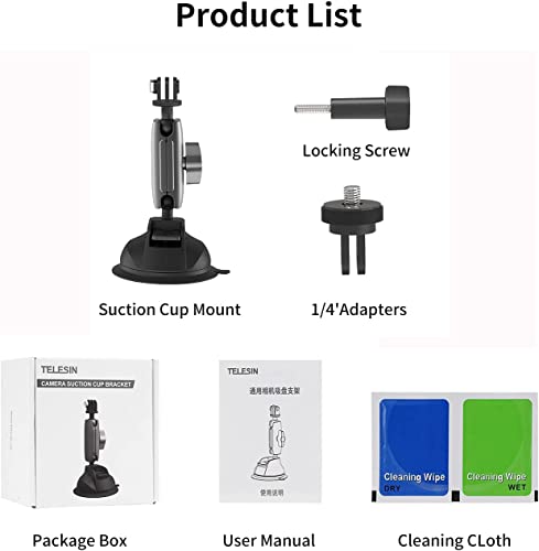 Image of TELESIN Aluminum Alloy Suction Cup Holder Compatible With Gopro, DJI, Insta360, And More Action Cams & Smartphoness