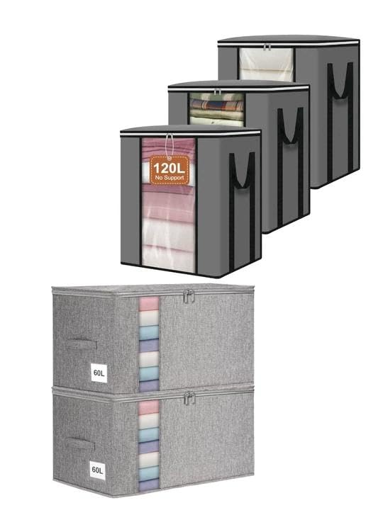 Organisateurs vêtements pliables grand format lot de sacs gris