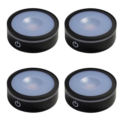 Image of LED Crystal Display Base - 6-Color Touch Light for 3D Art, Home Decor & Gifts (2.68in Round ABS, 7oz) set of 4