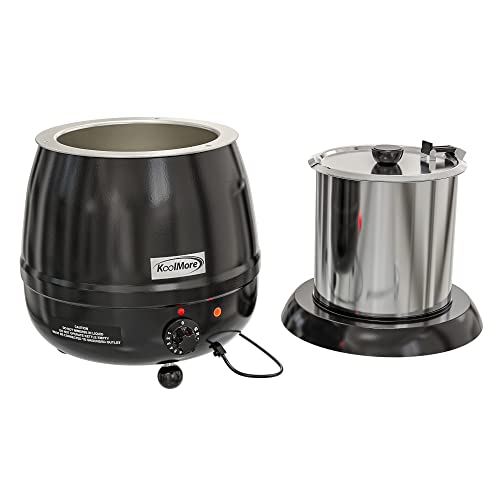Image of KoolMore Commercial Soup Kettle Warmer with Hinged Lid and Removable Pot Insert for Buffet, Restaurant, Party, Event, and Catering, Large 2.5 Gallon, Electric [Black] (SK-BK-3G)