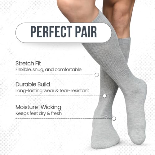 Image of Cotton Cushion Crew Socks for Women Athletics All Seasons Thick Warm Heavy Duty Reinforced Heel & Toe, Everyday Wear Athletic Crew Socks, Sports Socks for All PurposePack of 3 Pairs - Grey