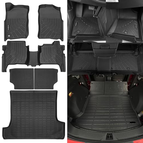Naibeve Floor Mats for Toyota 4Runner 1996 1997 1998 1999 2000 2001 2002 - All Weather Custom for Toyota 4Runner Floor Mats Liners 2 Row & Cargo Liner & Seats Back Cover Behind 2rd Row