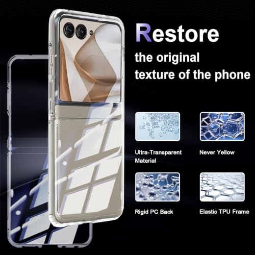 Image of Case for Motorola Razr 2025 /2024, Military Grade Drop Protection Phone Case, Yellowing Resistant, Anti-Scratch Hard PC Back, Shockproof Hard Ultra-Thin Protective Cover, Clear