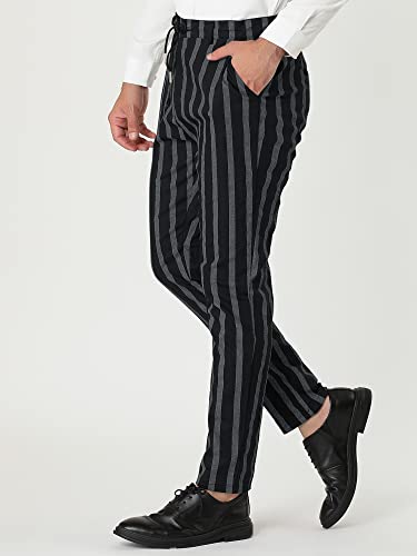 Lars Amadeus Men's Casual Striped Dress Pants Slim Fit Flat Front Contrast Color Skinny Trousers2