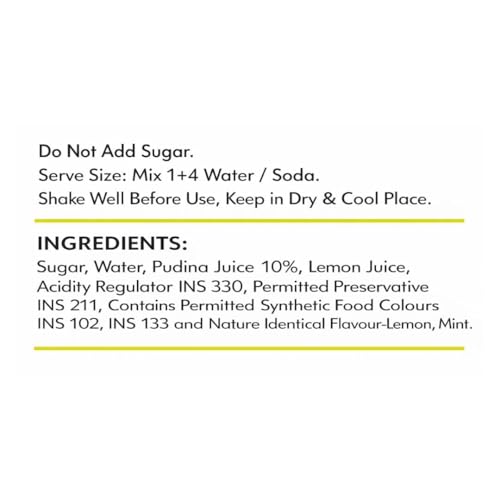 Image of RK HOME MADE NATURAL SYRUP | Lemon Pudina Syrup | Gluten free | 100% Vegan & Low fat | Easy to use | A perfect drink for house parties, picnics, & road trips to everyone's delight 750 - ML