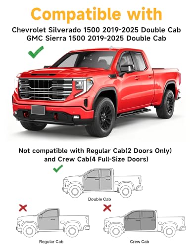 Image of Window Rain Guards for Chevy Silverado /GMC Sierra 1500 Double Cab 2019-2026 | Saleago,in-Channel,Extra-Thick,Extra Durable,Window Visors,Window Deflectors,Vent Visors,Vent Shades,Truck Accessories,PC