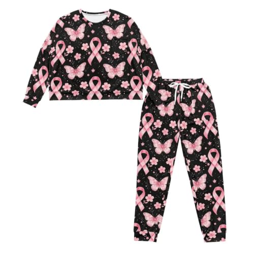 Image of Womens Pajama Sets 2 Piece Pjs Lounge Sets Long Sleeve Sleepwear Crew Neck Pullover Top with Long Pants