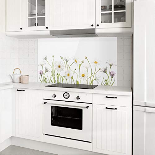 Fond de hotte avec support 4mm crédence cuisine verre blanc 1685 - 2