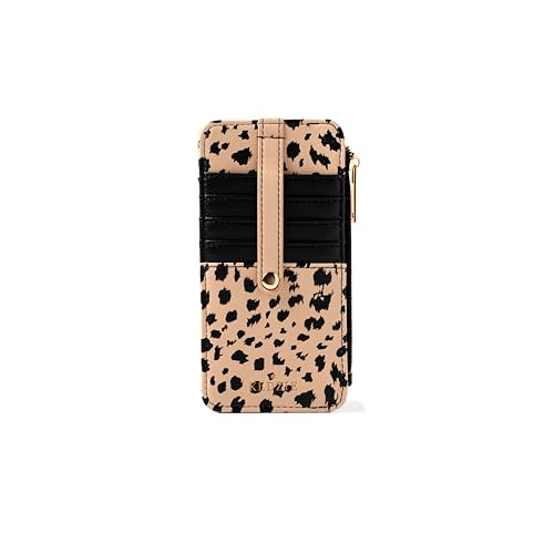 Image of KEDZIE Essentials Only Women's Zippered Wallet in Vegan Leather Small Card Holder Wallet Exterior ID Window - Feline Cute