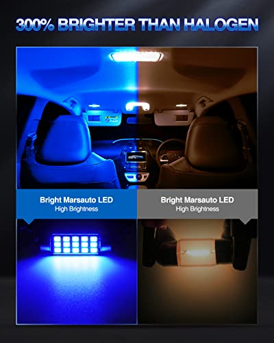 Image of Marsauto 578 Led Bulb Map Light Dome Bulb Blue 211-2 212-2 Led Festoon Bulb 41mm 42mm 569 6411 6451 Car Light 1.59inch (Pack of 4)