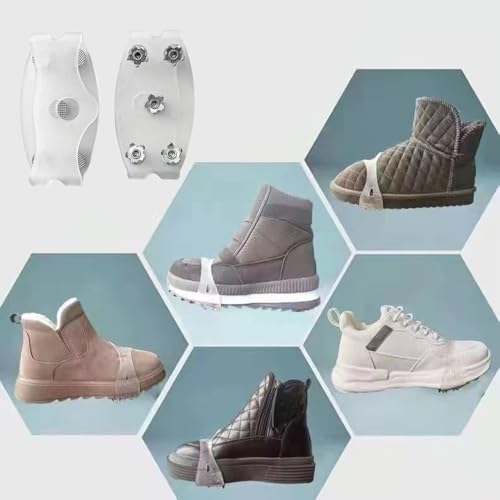Xijobido Eisgriffe Für Schuhe - Klar Anti-Rutsch Griffe Für Schuhe | Rutschsicherung Traktions Spikes | Für Winter Und Schnee Und Wandern Gehen Klettern Angeln Dachdecken Golf