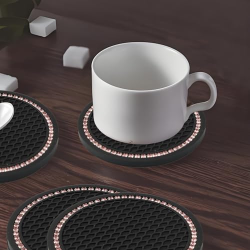 4 Posavasos para Auto 2.75 Pulgadas Rosa con Diamantes miniatura 5