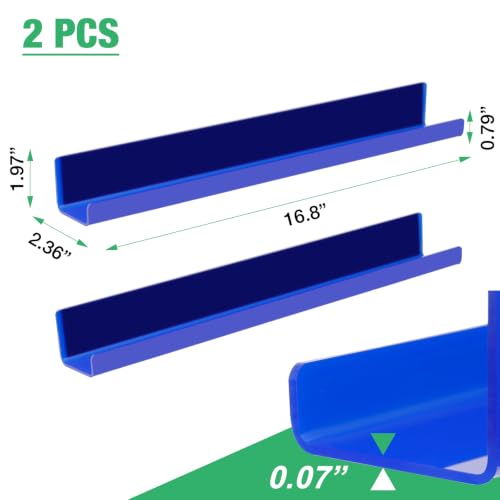 Image of 2 Pack Magnetic Book Shelf - Acrylic Reusable Display Panel for Whiteboards, Classrooms & Home, Adhesive-Free Storage with 11lb Capacity (Blue)