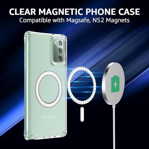 Image of Magnetic Case for Samsung Galaxy Note 20 Compatible with MagSafe, Shockproof Phone Bumper Cover, Anti-Scratch Clear Back Plastic (Clear)