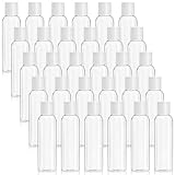 30 Pack 4oz Plastic Squeeze Bottles with Disc Top Flip Cap, Clear Refillable Containers For Shampoo, Lotions, Liquid Body Soap, Creams