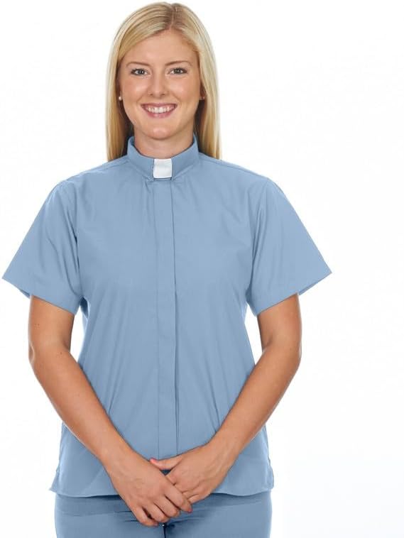 Clergy Shirts for Women with Tab Collar | Short Sleeves | Minister Clergy Apparel | Priest Shirt