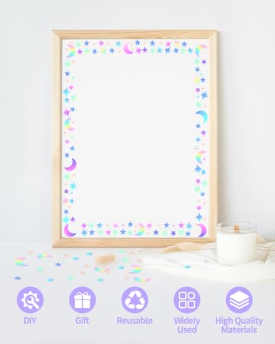 Image of 4000 PCS Star and Moon Confetti Glitter, Holographic Metallic Foil Stars Moon Glitter, Sequin Galaxy Iridescent Table Scatter for Wedding, Festival Party, DIY, Unicorn Theme, Birthday (10 mm, 6 mm)