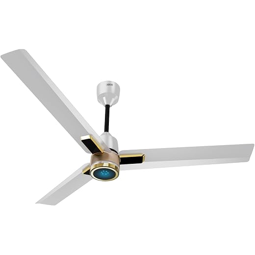 GM Aero 360 White Gold 1200 mm BLDC Ceiling Fan, BEE 5 Star Energy Saving, 350 RPM | Aerodynamic Blades for Better Air Flow | Low Noise, LED Display, Inbuilt Timer, Reverse Mode, 3 Years Warranty