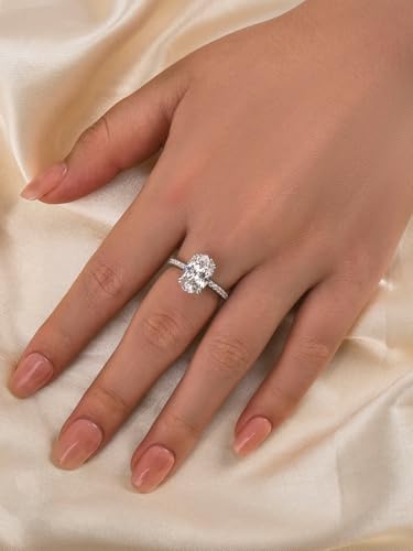 3.5CT Oval Cut Engagement Ring for Women, White Sapphire Ring,18K Yellow Gold Plated 925 Sterling Silver Promise Ring3