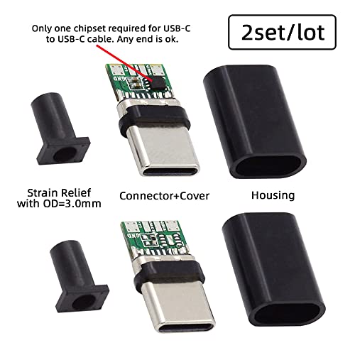 NFHK 2sets/lot DIY OEM 24pin Connector Plug USB Type C USB-C Male to USB-C Male 100W PD USB2.0 Data with Housing Cover - Image 3