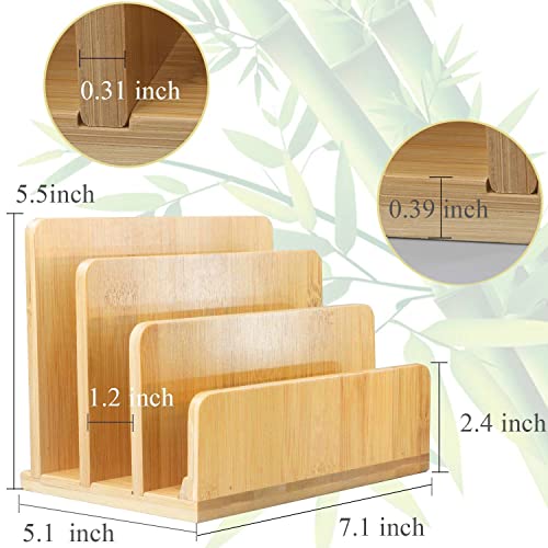 Desk File Mail Organizer Countertop Mail Sorters, Bamboo Desktop Mail Holder 3 Slots, Wood File Paper Holder For Letter Envelope Filing Cell Phone, Organizer Tray For Office & Home #TOP1