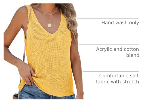 Image of Tutorutor Womens V Neck Sweater Tank Tops Summer Crochet Knit Vest Top | Sleeveless Cami, Loose Fit, Sweater Vest, Casual, Sexy, Fall Layer