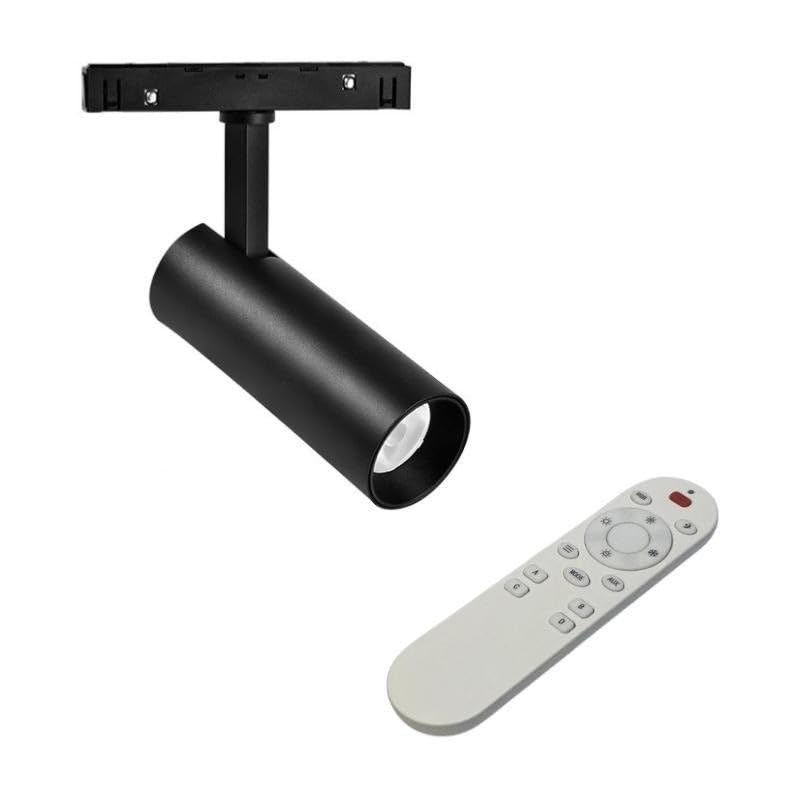 Kit Spot LED sur Rail Magnétique 48V 12W Orientable Noir + Télécommande - Blanc Neutre 4000K - 5500K