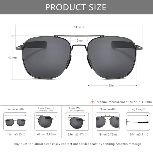 Image of SUNGAIT Men's Military Style Polarized Pilot Aviator Sunglasses - Bayonet Temples