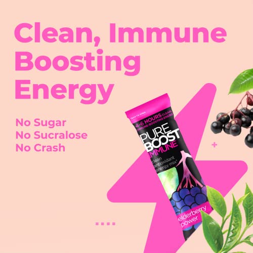 Image of Pureboost Sugar-Free Immune Clean Energy Booster Drink Mix, Elderberry 30ct