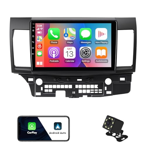 2+32G 10.1-inch Android 12 Car Stereo for Mitsubishi Lancer 2007-2013 IPS Touchscreen Screen Car Radio with Carplay & Android Auto Support Backup Camera GPS FM Navi BT SWC (with Canbus)