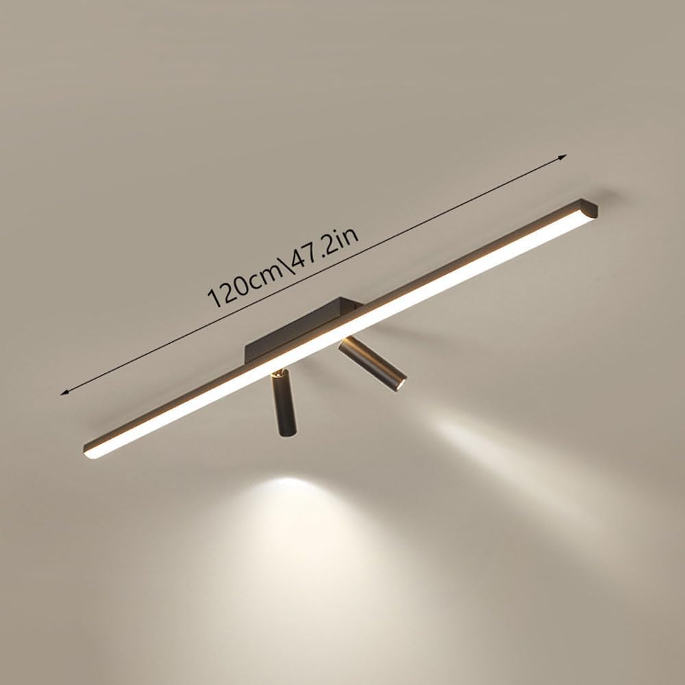 Plafoniera a LED a Striscia Lunga con 2 faretti, apparecchi di Illuminazione lineare Moderni e minimalisti, Lampada da soffitto a Filo per Interni per Camera da Letto, corridoio, Soggiorno, Sala