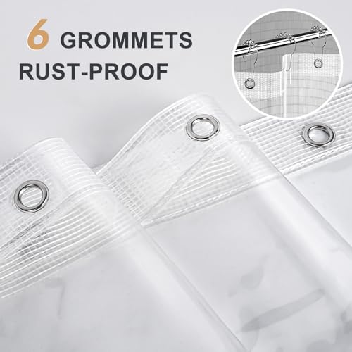 Image of AmazerBath Heavy Duty Stall Shower Curtain Liner 12 Gauge, 36 x 72 Inches Clear Weighted Plastic Shower Liner with 2 Weighted Stones and 6 Rustproof Metal Grommet
