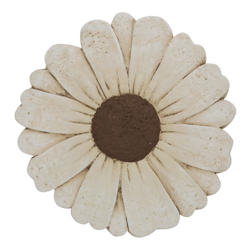 Landoraloria Cement Flower Stepping Stone 10 Daisy Garden Path Stone for Yard & Walkway Handcrafted Non-Slip Outdoor Patio Decor Weather-Resistant Cement Stone (White)