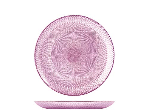 H&H Set 6 Piatti Frutta Glam In Vetro Rosa Cm21