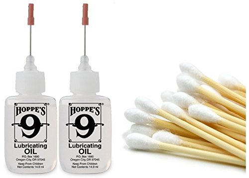 (Two Pack) Hoppe's No. 9 Lubricating Oil, 14.9 ml Precision Bottle Bundle with (40) 4" Handi-Craft Cotton Swabs