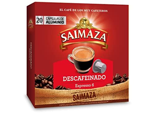 Saimaza Cápsulas de Café Descafeinado | Intensidad 6 | 20 Cápsulas Compatibles Nespresso