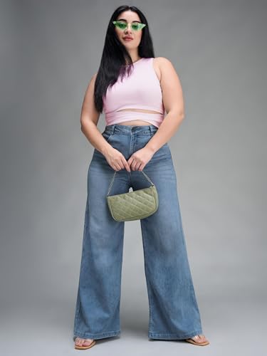 Image of Miss Chase A+ Women's Wide-Leg High Rise Regular-Length Stretchable Denim Jeans