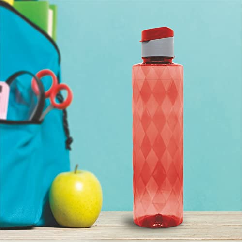 Image of Flair Forever PET Water Bottles with Fliptop Lid Set of 6 Pcs 1000 ML (RED)