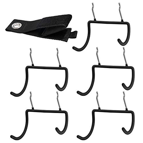 NiHome Pegboard Hooks Vinyl-Coated Steel Dual-Arm J-Hook (x5) Adjustable Heavy-Duty Storage Strap (x1) 1/8