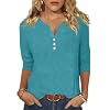 EADINVE Womens 3/4 Sleeve T-Shirts V Neck Buttons ...