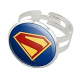 GRAPHICS & MORE Superman (2025) Logo Silver Plated Adjustable Novelty Ring