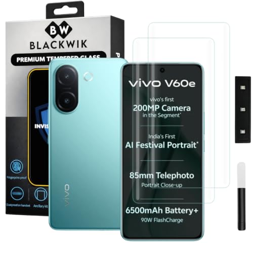 Image of Blackwik UV Curved Tempered Glass for Vivo V60e | 2-Pack